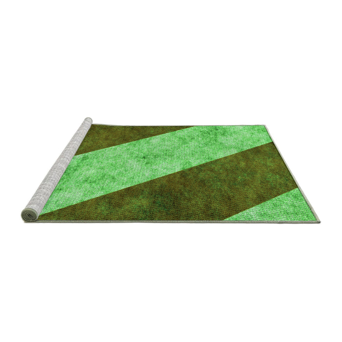 Sideview of Machine Washable Transitional Seaweed Green Rug, wshpat1676grn