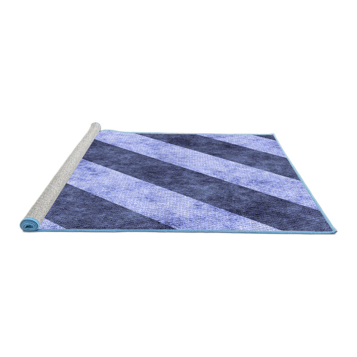 Sideview of Machine Washable Transitional Sky Blue Rug, wshpat1677blu