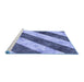 Sideview of Machine Washable Transitional Sky Blue Rug, wshpat1677blu