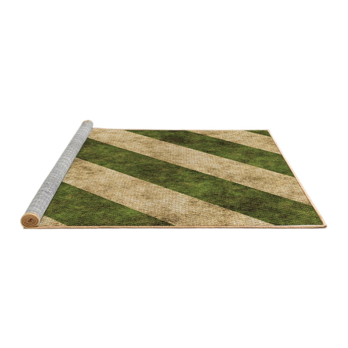 Sideview of Machine Washable Transitional Metallic Gold Rug, wshpat1677brn