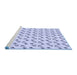 Sideview of Machine Washable Transitional Blue Rug, wshpat1678blu