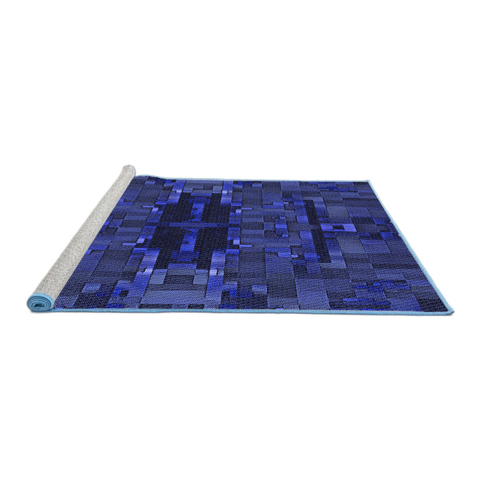 Sideview of Machine Washable Transitional Blue Rug, wshpat168blu