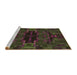 Sideview of Machine Washable Transitional Burgundy Brown Rug, wshpat168brn