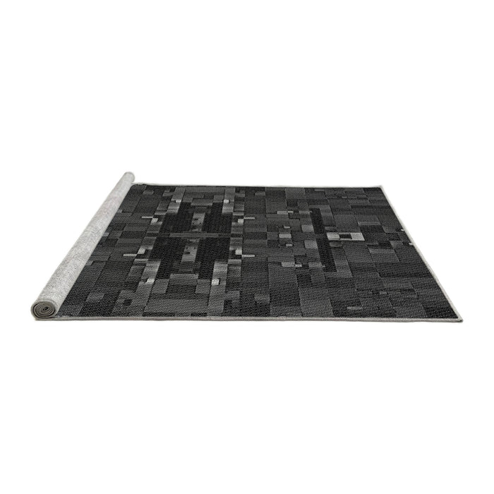 Sideview of Machine Washable Transitional Carbon Gray Rug, wshpat168gry