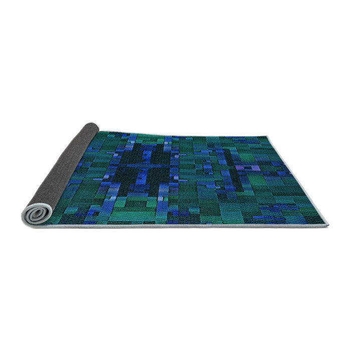 Thickness of Patterned Dark Cyan Green Rug, pat168lblu