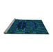 Sideview of Machine Washable Transitional Dark Cyan Green Rug, wshpat168lblu