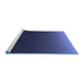 Sideview of Machine Washable Transitional Night Blue Rug, wshpat1681blu