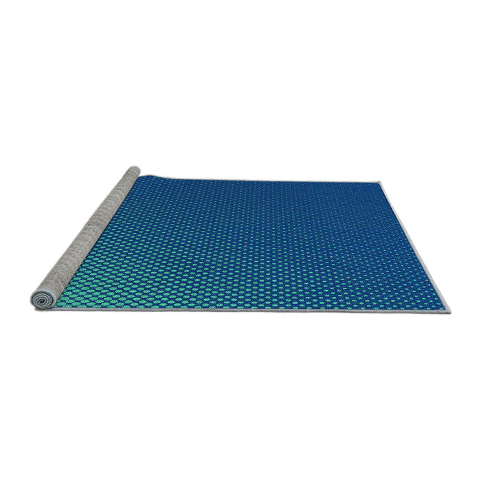 Sideview of Machine Washable Transitional Blueberry Blue Rug, wshpat1683lblu