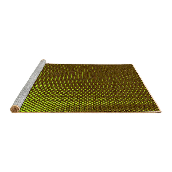 Sideview of Machine Washable Transitional Dark Yellow Green Rug, wshpat1683yw