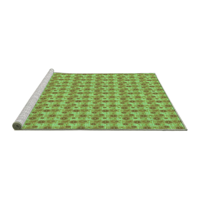 Sideview of Machine Washable Transitional Olive Green Rug, wshpat1684grn