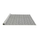 Square Machine Washable Transitional Platinum Silver Gray Rug, wshpat1684gry