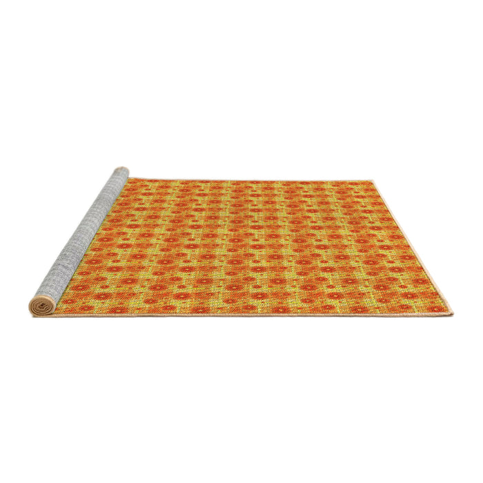 Sideview of Machine Washable Transitional Orange Red Orange Rug, wshpat1684yw