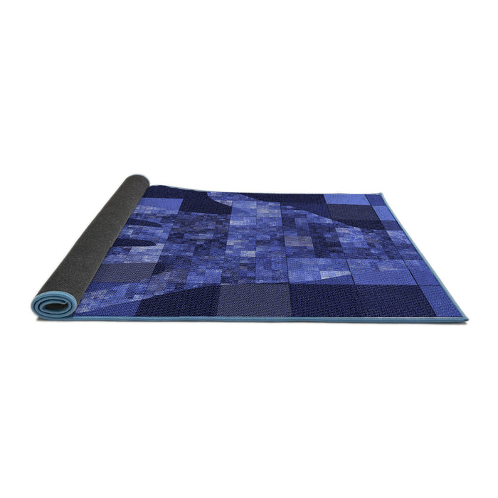 Thickness of Patterned Denim Dark Blue Rug, pat1685blu