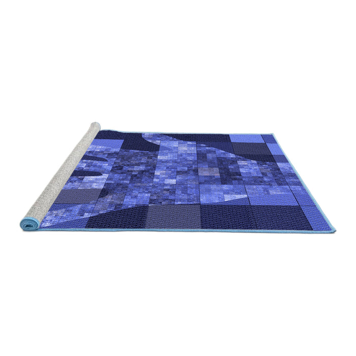 Sideview of Machine Washable Transitional Denim Dark Blue Rug, wshpat1685blu