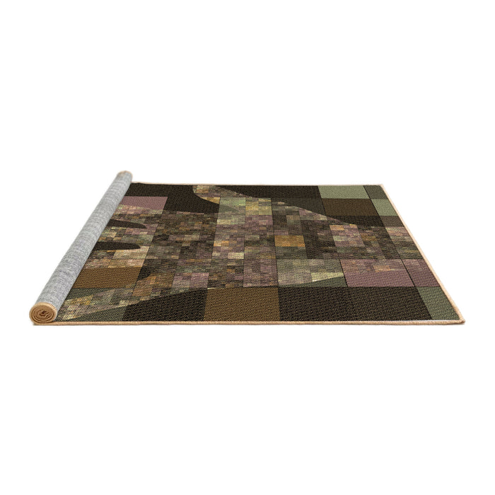 Sideview of Machine Washable Transitional Chocolate Brown Rug, wshpat1685brn