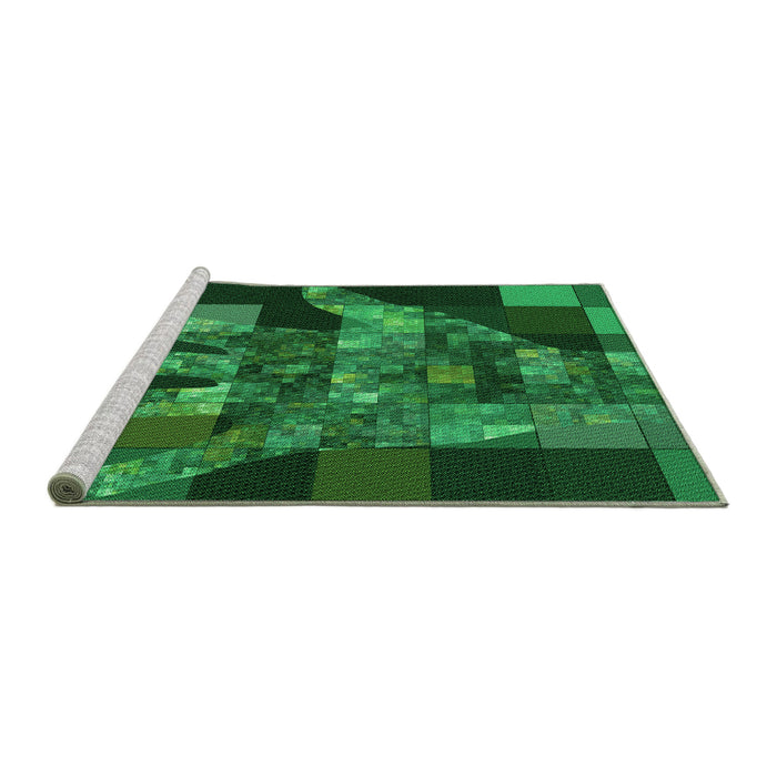 Sideview of Machine Washable Transitional Deep Emerald Green Rug, wshpat1685grn