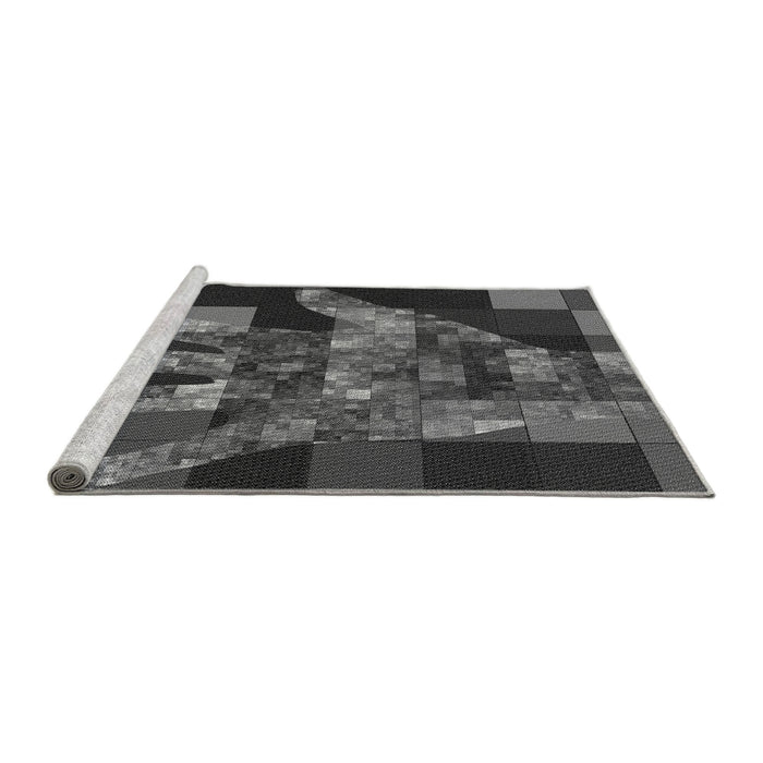 Sideview of Machine Washable Transitional Gray Rug, wshpat1685gry