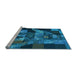 Sideview of Machine Washable Transitional Deep Sky Blue Rug, wshpat1685lblu