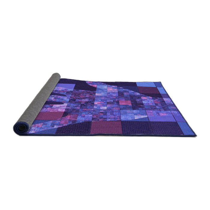 Thickness of Patterned Light Slate Blue Rug, pat1685pur