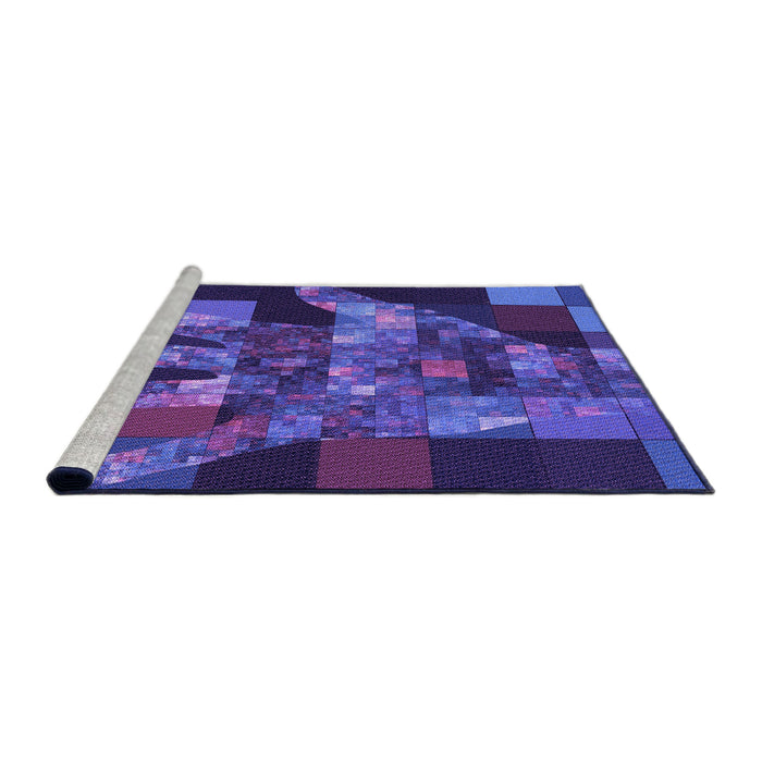 Sideview of Machine Washable Transitional Light Slate Blue Rug, wshpat1685pur