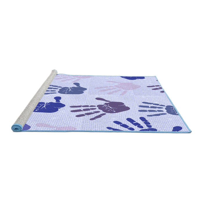 Sideview of Machine Washable Transitional Lavender Blue Rug, wshpat1686blu