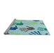 Sideview of Machine Washable Transitional Koi Blue Rug, wshpat1686lblu