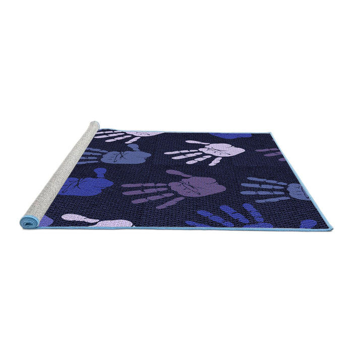 Sideview of Machine Washable Transitional Deep Periwinkle Purple Rug, wshpat1687blu