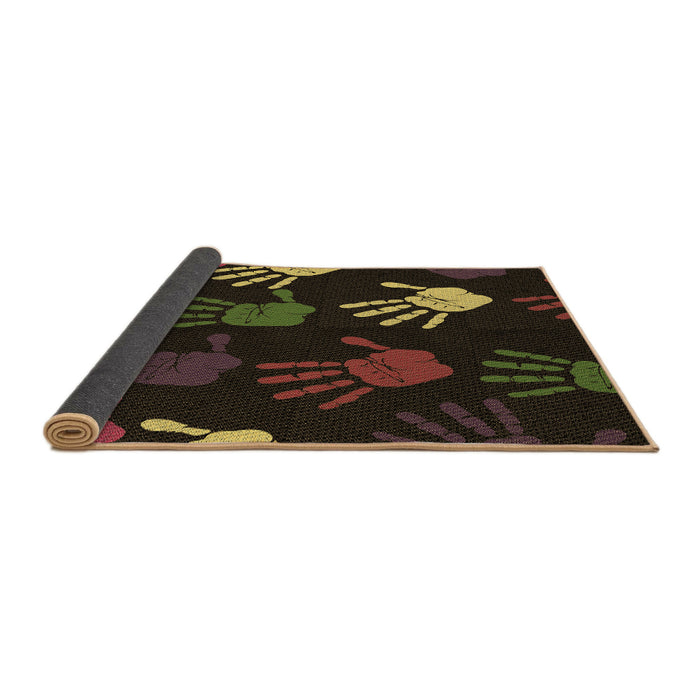 Thickness of Patterned Red Brown Rug, pat1687brn