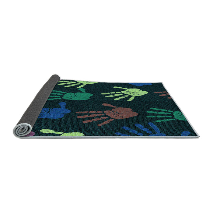 Thickness of Patterned Midnight Gray Rug, pat1687lblu