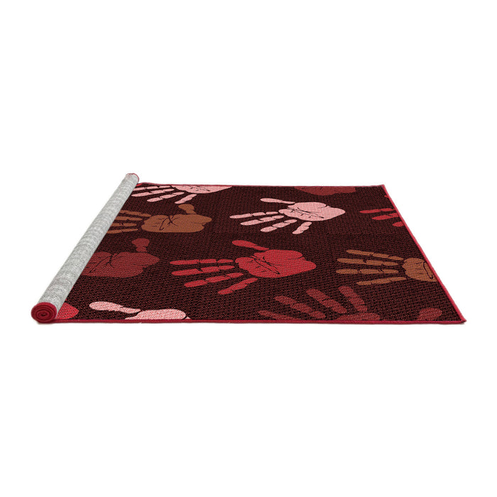 Sideview of Machine Washable Transitional Fire Brick Red Rug, wshpat1687rd