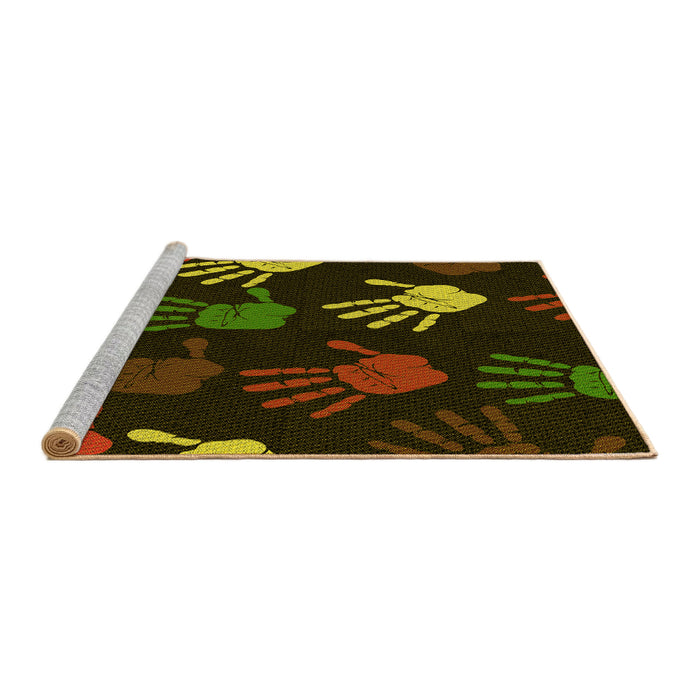 Sideview of Machine Washable Transitional Oak Brown Rug, wshpat1687yw