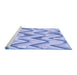 Sideview of Machine Washable Transitional Blue Rug, wshpat1688blu