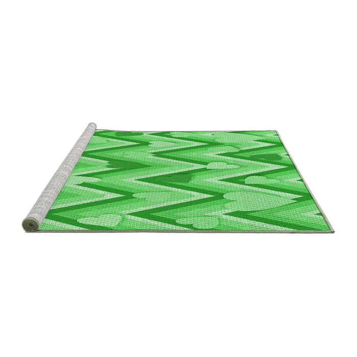 Sideview of Machine Washable Transitional Neon Green Rug, wshpat1688grn