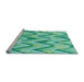 Sideview of Machine Washable Transitional Turquoise Green Rug, wshpat1688lblu