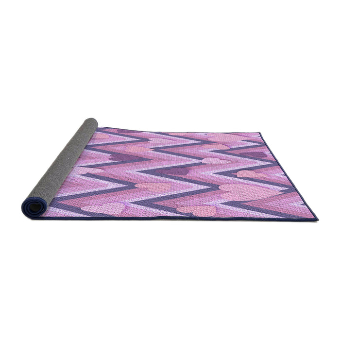 Thickness of Patterned Pastel Purple Pink Rug, pat1688pur