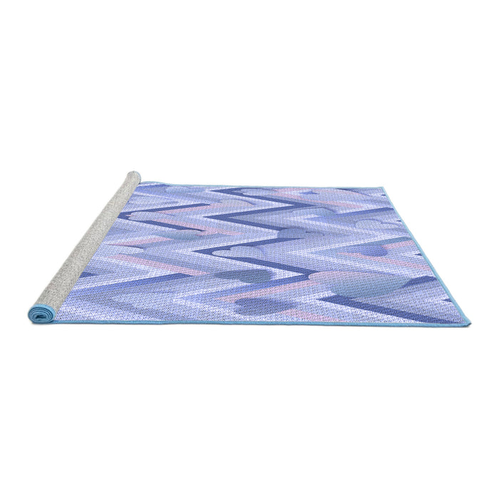Sideview of Machine Washable Transitional Blue Rug, wshpat1689blu