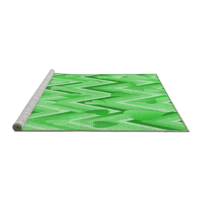 Sideview of Machine Washable Transitional Neon Green Rug, wshpat1689grn