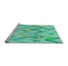 Sideview of Machine Washable Transitional Turquoise Green Rug, wshpat1689lblu