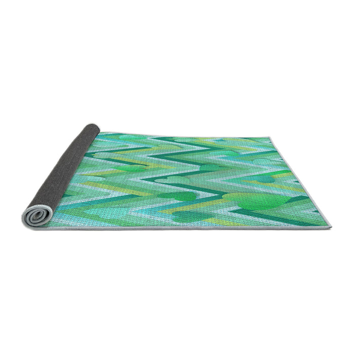 Thickness of Patterned Turquoise Green Rug, pat1689lblu