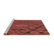 Sideview of Machine Washable Transitional Red Rug, wshpat169brn