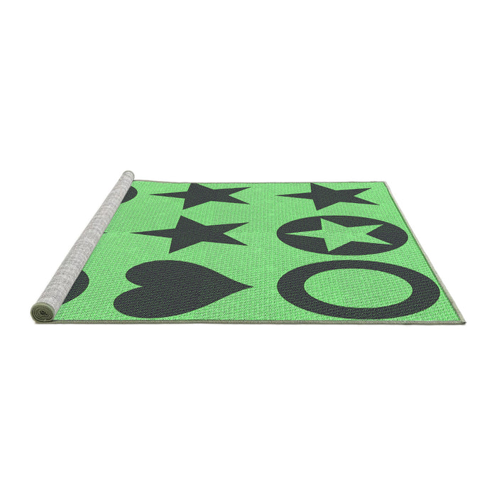 Sideview of Machine Washable Transitional Green Rug, wshpat1690grn