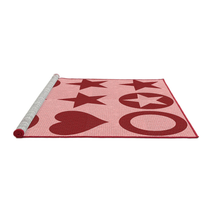 Sideview of Machine Washable Transitional Pastel Pink Rug, wshpat1690rd