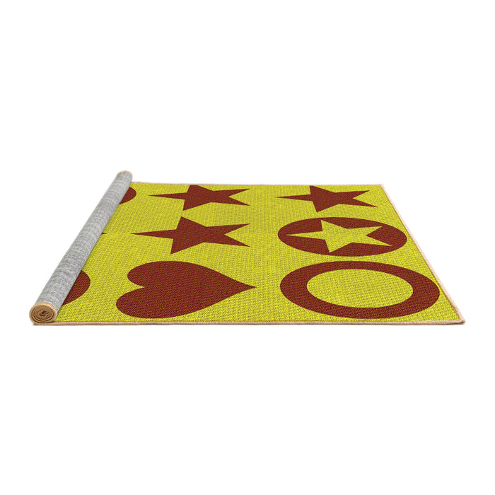 Sideview of Machine Washable Transitional Yellow Rug, wshpat1690yw