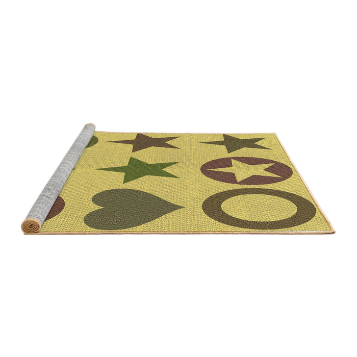 Sideview of Machine Washable Transitional Yellow Rug, wshpat1692brn