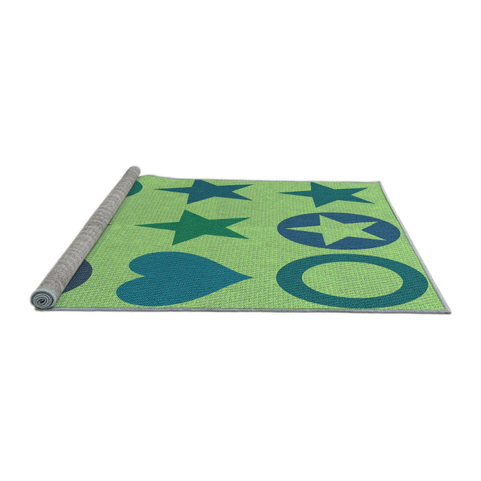Sideview of Machine Washable Transitional Yellow Green Rug, wshpat1692lblu