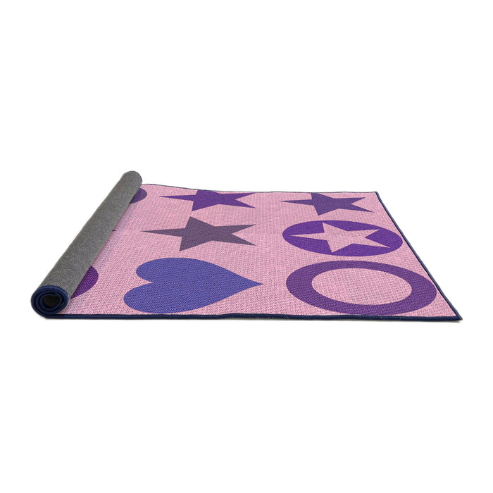 Thickness of Patterned Pastel Purple Pink Rug, pat1692pur
