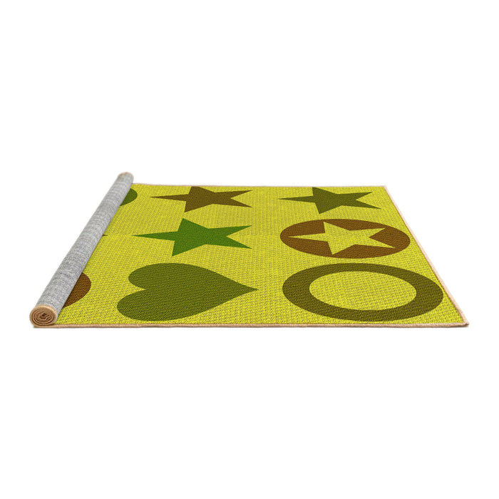 Sideview of Machine Washable Transitional Yellow Rug, wshpat1692yw