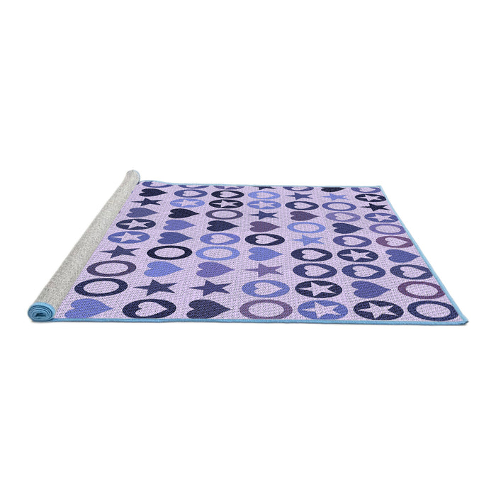 Sideview of Machine Washable Transitional Slate Blue Rug, wshpat1693blu