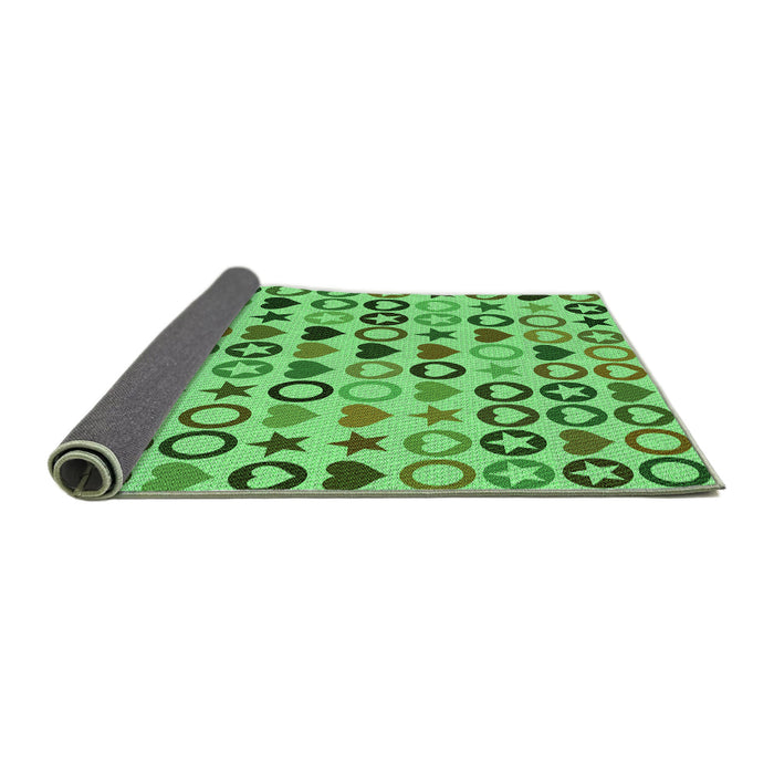 Thickness of Patterned Dark Lime Green Rug, pat1693grn