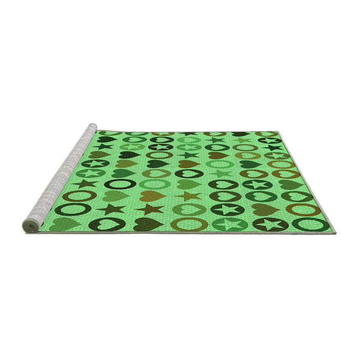 Sideview of Machine Washable Transitional Dark Lime Green Rug, wshpat1693grn